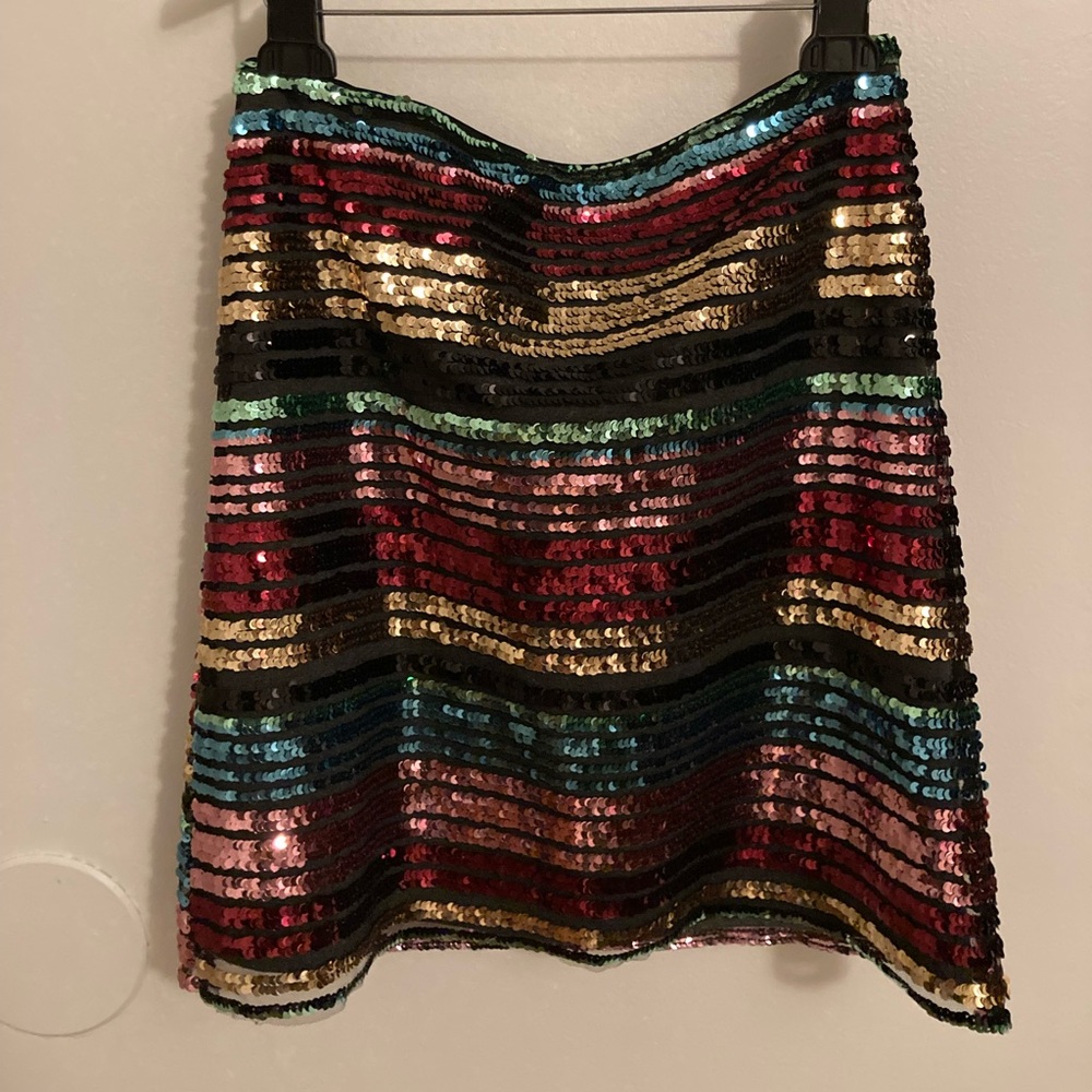 Anthropologie rainbow sequin skirt, sz 6